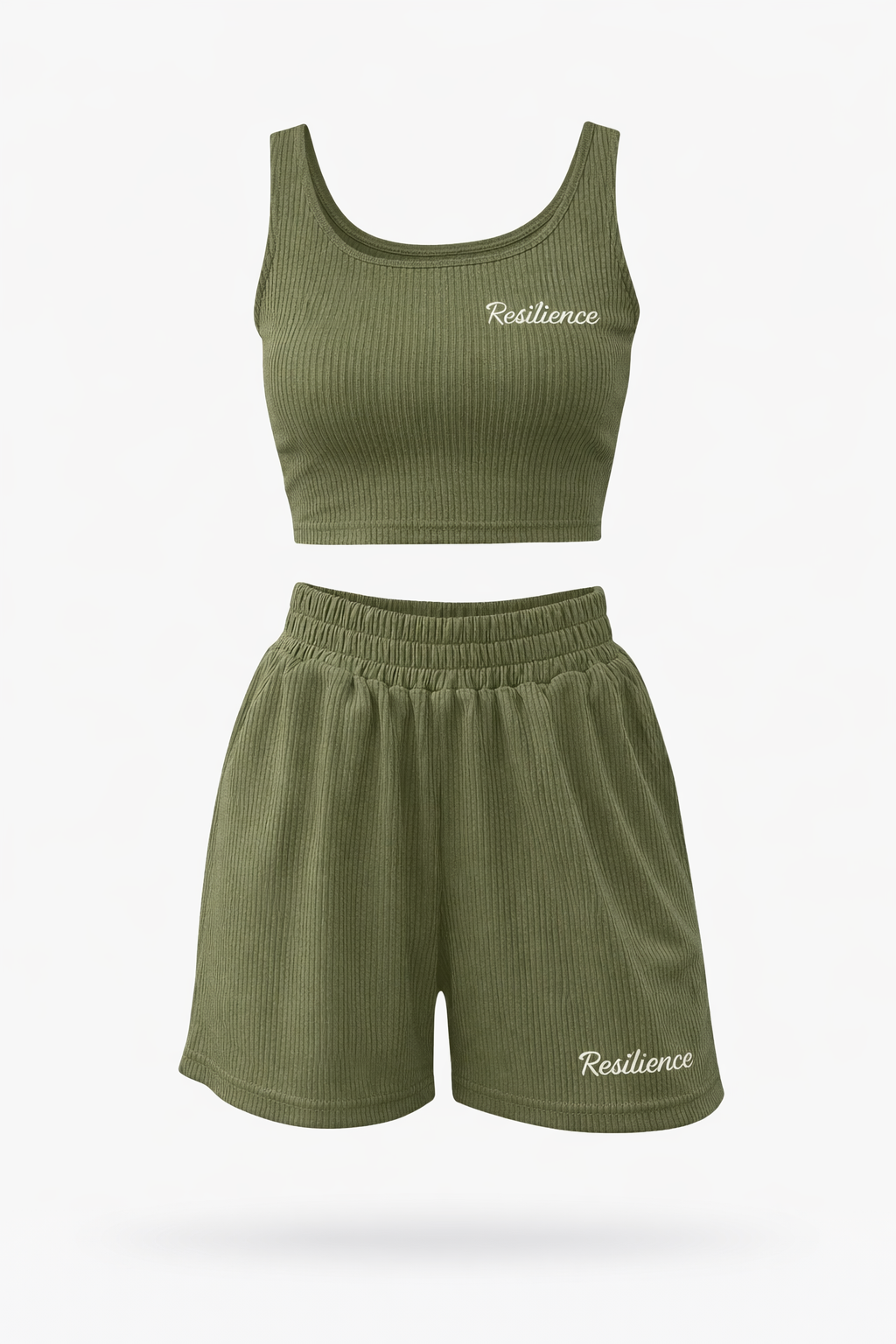 Ribbed Cropped Tank & Shorts Set